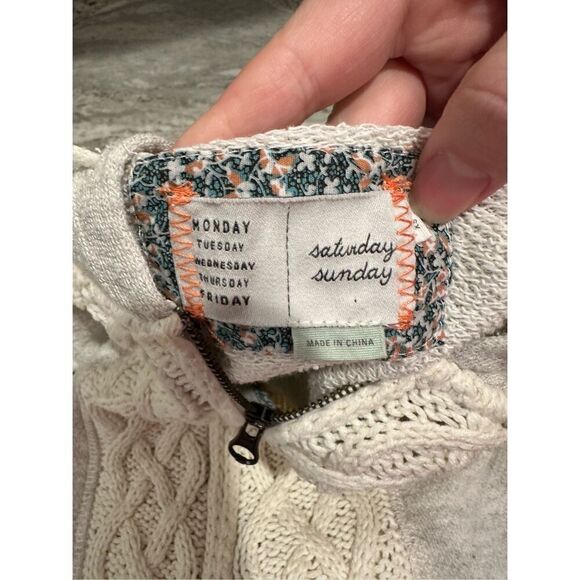 Saturday Sunday Anthropologie Full Zip White Cable Knit Hoodie Size XS - Picture 7 of 8